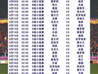 2012欧洲杯赛程表比分雪缘园网，重温盛夏绿茵激情